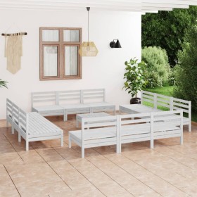 Gartenmöbel-Set 13-teilig aus massivem weißem Kiefernholz von vidaXL, Gartensets - Ref: Foro24-3082423, Preis: 602,99 €, Raba...