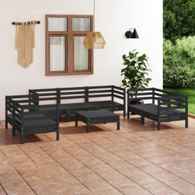 Garden furniture set 8 pieces solid black pine wood by vidaXL, Garden sets - Ref: Foro24-3082601, Price: 427,99 €, Discount: %