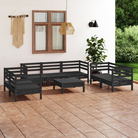 Garden furniture set 8 pieces solid black pine wood by vidaXL, Garden sets - Ref: Foro24-3082601, Price: 428,07 €, Discount: %