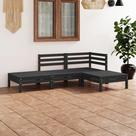 Gartenmöbel-Set 4-teilig aus massivem schwarzem Kiefernholz von vidaXL, Gartensets - Ref: Foro24-3082621, Preis: 197,99 €, Ra...