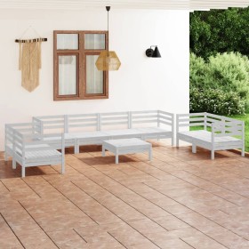 Gartenmöbel-Set 9-teilig aus massivem weißem Kiefernholz von vidaXL, Gartensets - Ref: Foro24-3082608, Preis: 444,99 €, Rabat...