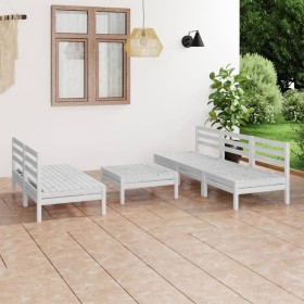 Gartenmöbel-Set 6-teilig aus massivem weißem Kiefernholz von vidaXL, Gartensets - Ref: Foro24-3082453, Preis: 257,99 €, Rabat...