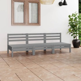 Garden furniture set 3 pieces solid gray pine wood by vidaXL, Garden sets - Ref: Foro24-3082444, Price: 157,99 €, Discount: %