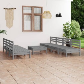 Gartenmöbel-Set 8-teilig aus massivem grauem Kiefernholz von vidaXL, Gartensets - Ref: Foro24-3082494, Preis: 349,99 €, Rabat...