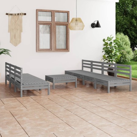 Gartenmöbel-Set 8-teilig aus massivem grauem Kiefernholz von vidaXL, Gartensets - Ref: Foro24-3082494, Preis: 349,30 €, Rabat...