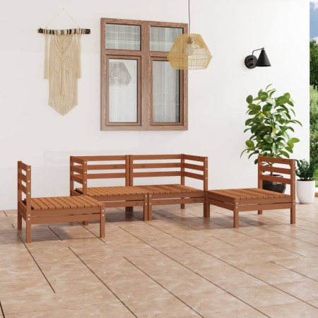 Juego muebles de jardín 4 pzas madera maciza pino marrón miel de vidaXL, Conjuntos de jardín - Ref: Foro24-3082525, Precio: 2...