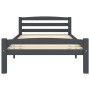 Solid pine wood bed frame dark grey 100x200 cm