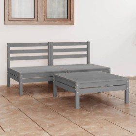 Garden furniture set 3 pieces solid gray pine wood by vidaXL, Garden sets - Ref: Foro24-3082379, Price: 106,24 €, Discount: %