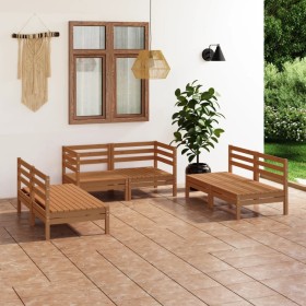 Gartenmöbel-Set 6-teilig aus massivem honigbraunem Kiefernholz von vidaXL, Gartensets - Ref: Foro24-3082555, Preis: 309,99 €,...