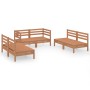 Juego muebles de jardín 6 pzas madera maciza pino marrón miel de vidaXL, Conjuntos de jardín - Ref: Foro24-3082555, Precio: 3...