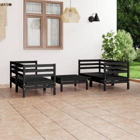 Gartenmöbel-Set 5-teilig aus massivem schwarzem Kiefernholz von vidaXL, Gartensets - Ref: Foro24-3082401, Preis: 275,01 €, Ra...