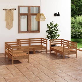 Muebles de jardín 8 piezas marrón miel madera maciza de pino de vidaXL, Conjuntos de jardín - Ref: Foro24-3082585, Precio: 34...