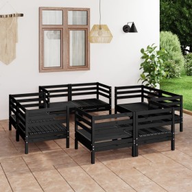 Garden furniture set 8 pieces solid black pine wood by vidaXL, Garden sets - Ref: Foro24-3082431, Price: 455,88 €, Discount: %