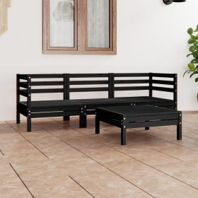 Garden furniture set 4 pieces solid black pine wood by vidaXL, Garden sets - Ref: Foro24-3082471, Price: 201,99 €, Discount: %