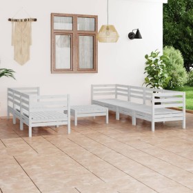 Gartenmöbel-Set 8-teilig aus massivem weißem Kiefernholz von vidaXL, Gartensets - Ref: Foro24-3082513, Preis: 377,99 €, Rabat...