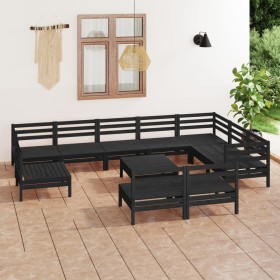 Garden furniture set 11 pieces solid black pine wood by vidaXL, Garden sets - Ref: Foro24-3083073, Price: 571,76 €, Discount: %