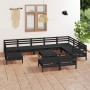 Gartenmöbel-Set 11-teilig aus massivem schwarzem Kiefernholz von vidaXL, Gartensets - Ref: Foro24-3083073, Preis: 571,76 €, R...