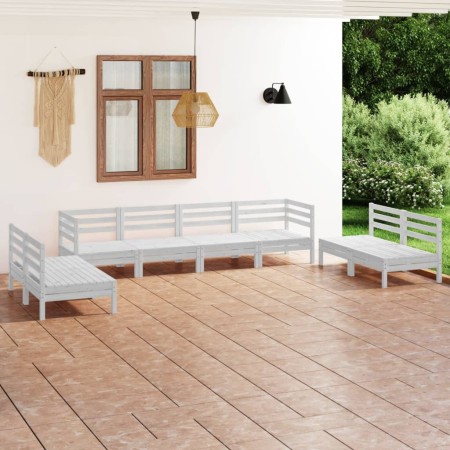 Gartenmöbel-Set 8-teilig aus massivem weißem Kiefernholz von vidaXL, Gartensets - Ref: Foro24-3082573, Preis: 411,85 €, Rabat...