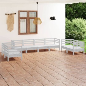 Gartenmöbel-Set 8-teilig aus massivem weißem Kiefernholz von vidaXL, Gartensets - Ref: Foro24-3082603, Preis: 375,99 €, Rabat...