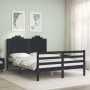 Estructura de cama con cabecero madera maciza negro 140x190 cm de vidaXL, Camas y somieres - Ref: Foro24-3194165, Precio: 170...