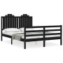 Estructura de cama con cabecero madera maciza negro 140x190 cm de vidaXL, Camas y somieres - Ref: Foro24-3194165, Precio: 170...