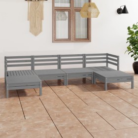 Muebles de jardín 6 piezas gris madera de pino maciza de vidaXL, Conjuntos de jardín - Ref: Foro24-3083336, Precio: 298,99 €,...