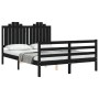 Estructura de cama con cabecero madera maciza negro 140x190 cm de vidaXL, Camas y somieres - Ref: Foro24-3194165, Precio: 170...