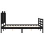 Estructura de cama con cabecero madera maciza negro 140x190 cm de vidaXL, Camas y somieres - Ref: Foro24-3194165, Precio: 170...