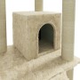 Rascador para gatos con postes de sisal color crema 155 cm de vidaXL, Mobiliario para gatos - Ref: Foro24-171515, Precio: 50,...