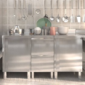 Commercial kitchen cabinets 3 units stainless steel by vidaXL, Restoration - Ref: Foro24-3083719, Price: 592,97 €, Discount: %