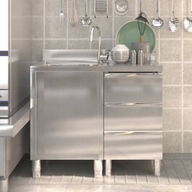 Commercial kitchen cabinets 2 units stainless steel by vidaXL, Restoration - Ref: Foro24-3083722, Price: 485,31 €, Discount: %