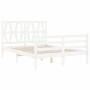 White solid wood bed frame with headboard 140x190 cm by vidaXL, Beds and slatted bases - Ref: Foro24-3194357, Price: 147,43 €...