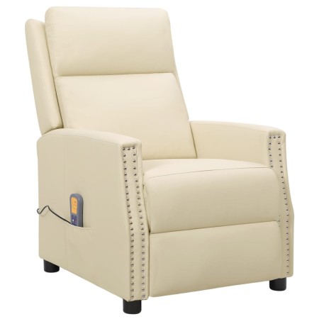 Sillón de masaje de cuero sintético crema de vidaXL, Sillones de masaje eléctricos - Ref: Foro24-338846, Precio: 182,87 €, De...