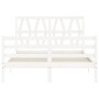 White solid wood bed frame with headboard 140x190 cm by vidaXL, Beds and slatted bases - Ref: Foro24-3194357, Price: 146,91 €...