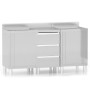 Commercial kitchen cabinets 3 units stainless steel by vidaXL, Restoration - Ref: Foro24-3083721, Price: 726,38 €, Discount: %