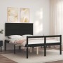 Estructura de cama con cabecero madera maciza negro 140x200 cm de vidaXL, Camas y somieres - Ref: Foro24-3195485, Precio: 152...