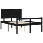 Estructura de cama con cabecero madera maciza negro 140x200 cm de vidaXL, Camas y somieres - Ref: Foro24-3195485, Precio: 152...