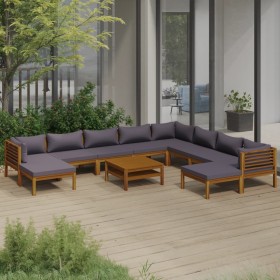 Garden furniture 11 pcs cushions solid acacia wood by vidaXL, Garden sets - Ref: Foro24-3086910, Price: 1,00 €, Discount: %