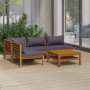 Garden furniture 5 pcs cushions solid acacia wood by vidaXL, Garden sets - Ref: Foro24-3086919, Price: 607,04 €, Discount: %