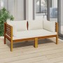 2-Sitzer-Gartensofa mit cremefarbenem Akazienholzkissen von vidaXL, Gartensets - Ref: Foro24-3086931, Preis: 336,95 €, Rabatt: %