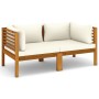 2-Sitzer-Gartensofa mit cremefarbenem Akazienholzkissen von vidaXL, Gartensets - Ref: Foro24-3086931, Preis: 336,95 €, Rabatt: %