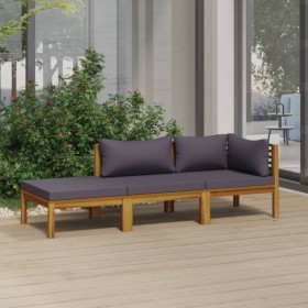 Garden furniture 3 pcs cushions solid acacia wood by vidaXL, Garden sets - Ref: Foro24-3086921, Price: 425,99 €, Discount: %