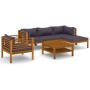 Muebles de jardín 6 pzas cojines madera maciza de acacia de vidaXL, Conjuntos de jardín - Ref: Foro24-3086896, Precio: 853,99...