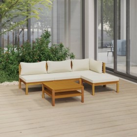 Garden furniture set 5 pieces with cream cushions solid acacia wood by vidaXL, Garden sets - Ref: Foro24-3086926, Price: 576,...