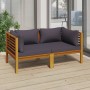 2-seater garden sofa with solid acacia wood cushion by vidaXL, Garden sets - Ref: Foro24-3086899, Price: 371,23 €, Discount: %