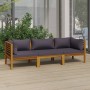 3-Sitzer-Gartensofa mit Kissen aus massivem Akazienholz von vidaXL, Gartensets - Ref: Foro24-3086900, Preis: 479,17 €, Rabatt: %