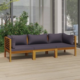 3-seater garden sofa with solid acacia wood cushion by vidaXL, Garden sets - Ref: Foro24-3086900, Price: 478,99 €, Discount: %