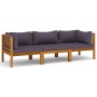 3-seater garden sofa with solid acacia wood cushion by vidaXL, Garden sets - Ref: Foro24-3086900, Price: 479,17 €, Discount: %