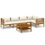 Garden furniture 6 pcs cream cushions solid acacia wood by vidaXL, Garden sets - Ref: Foro24-3086950, Price: 880,92 €, Discou...