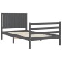 Gray solid wood bed frame with headboard 100x200 cm by vidaXL, Beds and slatted bases - Ref: Foro24-3194758, Price: 129,68 €,...